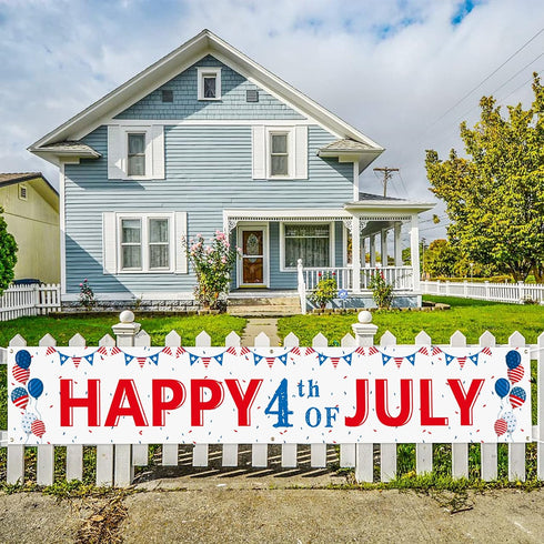 Probsin Large 4th of July Banner Decorations 120"x20" National Independence Day Yard Sign Patriotic Party Supplies American Balloons Hanging Decor...