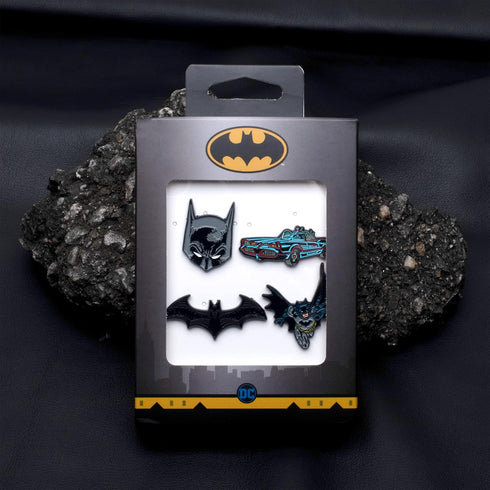 Officially Licensed DC Comics Unisex Adult Batman Enamel Lapel Pin Set (4 piece), Grey, One Size...