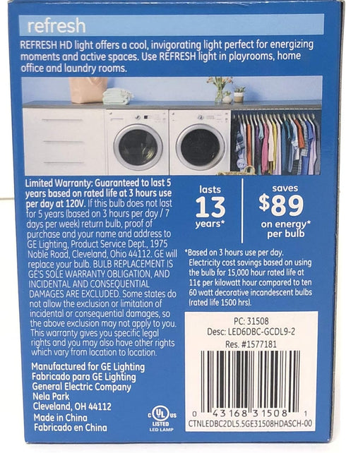 ge 31508 Clear Finish Daylight HD 60w Dimmable Pack 2...