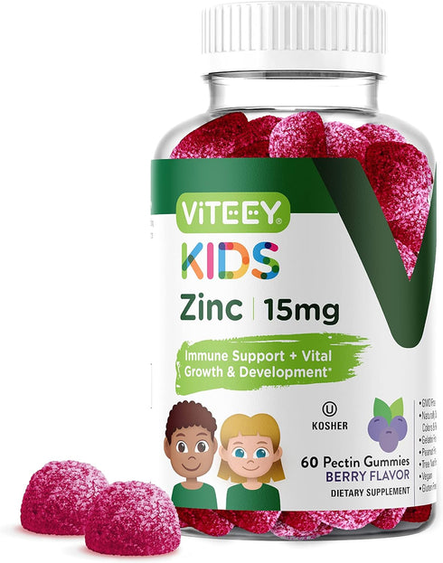 Zinc for Kids Gummies, 15mg - Immune Support for Kids & Teens - Powerful Natural Antioxidant, Kids Zinc Vitamin Supplement - Vegan, Gelatin Free, ...