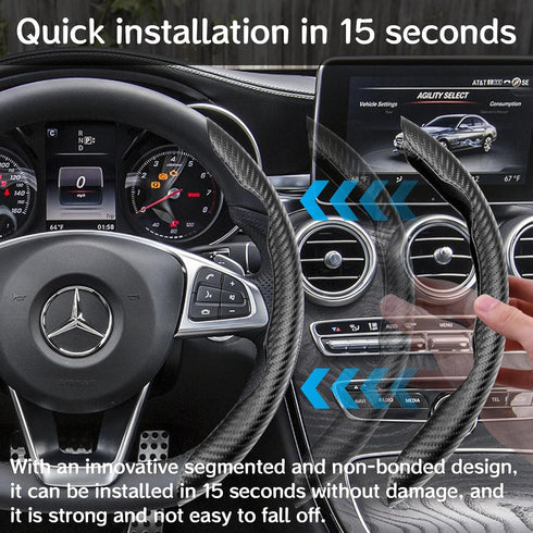 Steering Wheel Cover Carbon Fiber Anti-Skid Segmented Steering Wheel Protector Universal Fit Hard Car Steering Wheel Cover for Men/Women Car Inter...