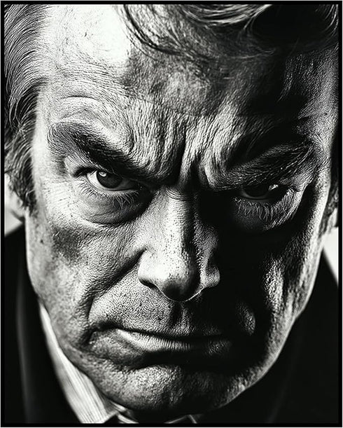 Posterizer 1 pcs-close up black and white photograph of a rugged man 3-Photography Art-Retro Art-Decorations for Bedroom, Office, Living Room - un...