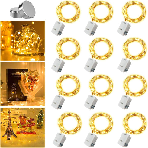 12 Pack Valentine's Day Fairy Lights Battery Operated, 3 Speed Modes, Extra 12 Batteries for Replacement, 7Ft 20 LED Mini String Light, Waterproof...