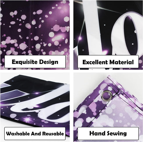 HAMIGAR 6x4ft Happy 40th Birthday Banner Backdrop - 40 & Fabulous Birthday Decorations Party Supplies for Women - Purple...