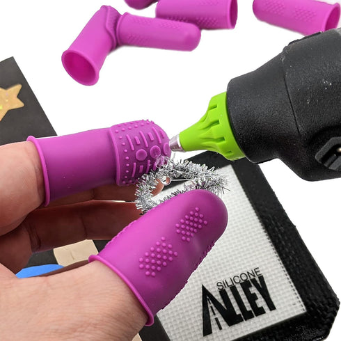 Finger Protectors | X-Thick Protection (3) - Medium Index | Standard Size Small (3) Medium (3) | Silicone Non-Stick Mat (1) for Hot Glue | Butterf...