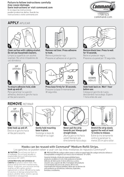 Command Medium Designer Hooks, Damage Free Hanging Wall Hooks with Adhesive Strips, No Tools Wall Hooks for Hanging Decorations in Living Spaces, ...