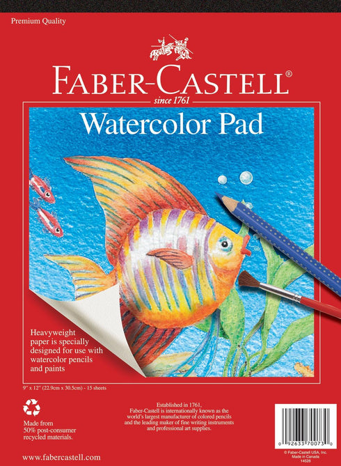 Faber-Castell Watercolor Paper Pad - 9x12 Inches, 15 Sheets - Cold Pressed Water Color Sketchbook, 140 lb/300 GSM...