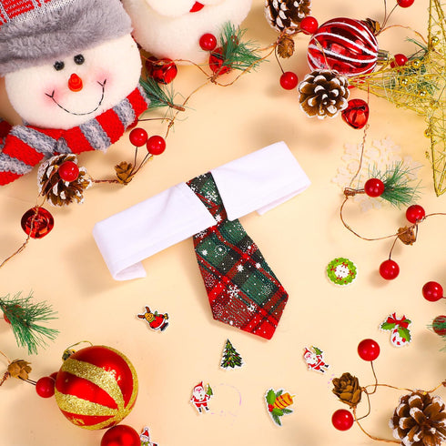 Christmas Dog Necktie, Classic Red Green Plaid Christmas Dog Collar Pet Tuxedo Style Dog Ties Comfortable Christmas Pet Collars for Small, Medium,...