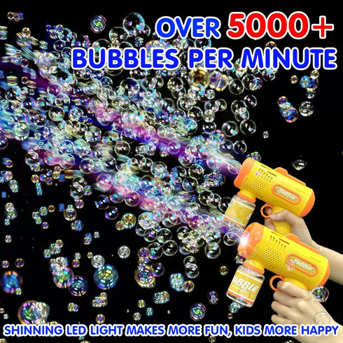 2 Bubble Machine Gun for Kids, Bubble Blower with 4 Bottles Refill Solution, Outdoor Toys Gifts for Toddlers 3-5 Bubble Maker Blaster Birthday, We...