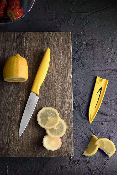 Paring knife, 4PCS Paring knives (4 Knives and 4 Knife cover), 4 Inch Peeling Knife, Fruit and Vegetable Knife, Ultra Sharp Kitchen Knives, German...