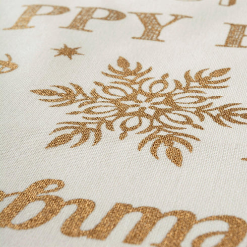 DII Holiday Dining Table Linen Metallic Fabric Kitchen Décor, Christmas Table Runner, 14x72, Gold Holiday Collage...