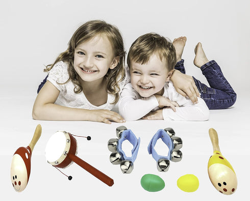 Toddler Musical Instruments, 9PCS Wooden Percussion Musical Instruments Toy Set for Kids Toddlers Preschool Educational Music Toys for Boys and Gi...