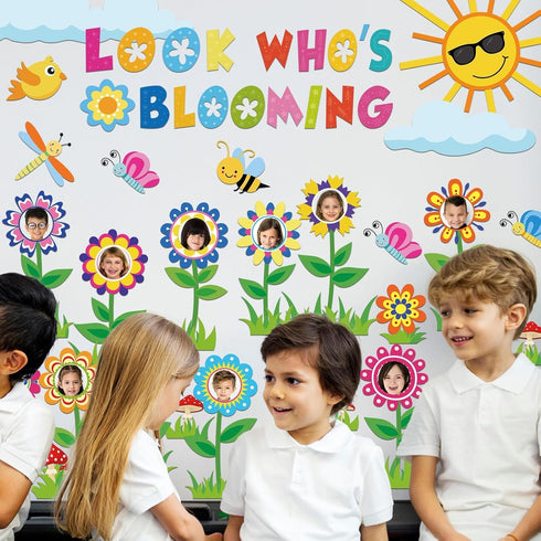 88Pcs Flower Bulletin Board Decorations Set Look Who’s Blooming Classroom Decoration Growth Mindset Photo Posting Craft Cutouts for School Offices...