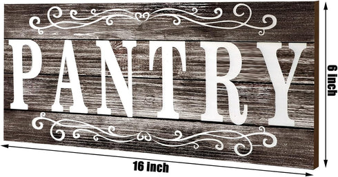 Pantry Sign Wall Decor Farmhouse Pantry Sign Wooden Rustic Retro Hanging Wooden Art Printed Decor for Home Room Holiday Decoration, 16 x 6 Inches(...