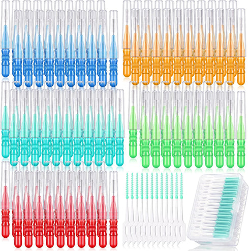 700 Pieces Interdental Brush Set Included 100 Braces Brush Between Teeth 600 Toothpick Toothpicks Tooth Floss for Cleaner Toothpick Tooth Flossing...