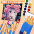 ESRICH Acrylic Paint Brushes Set, 10 Packs/ 100 Pcs Watercolor Brushes,Nylon Brush Head, for Oil Painting, Gouache, Face,Ceramics etc, Kid's and A...