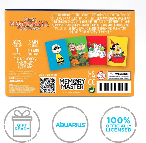 AQUARIUS - Peanuts Charlie Brown Great Pumpkin Memory Master Card Game...