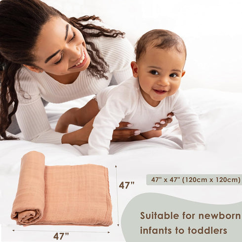 Soft & Breathable Muslin Swaddle Blankets for Toddlers, Infants, Boys & Girls - 70% Viscose Made from Bamboo, 30% Cotton - 47x47 Inches - Hypoalle...
