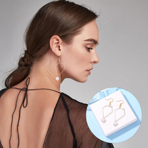 OIIKI 3 Pairs Gold Geometric Earring Hoops for Women, 18k Gold Plated Metal Beading Hooks for Earring, Hypoallergenic Wire Hoop Earring Supplies f...