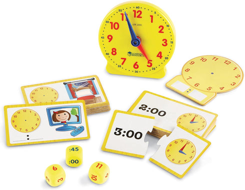 Learning Resources Time Activity Set - 41 Pieces, Ages 5+,Clock for Teaching Time, Telling Time, Homeschool Supplies, Montessori Clock...