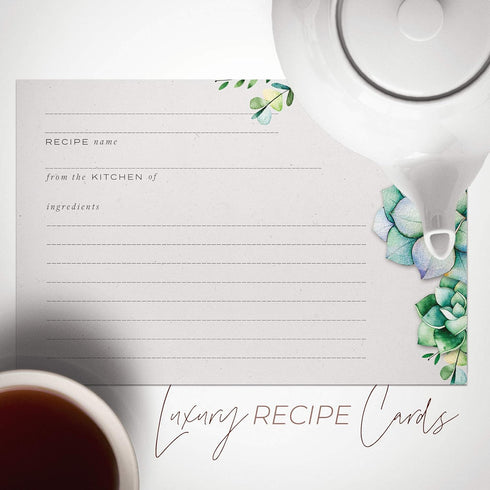 48 Succulents Recipe Cards, 4x6 in, Water Resistant...