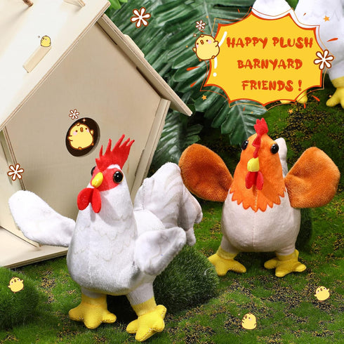 6 Pieces Mini Plush Furry Animal Toys Soft Plush Horse Pig Cattle Rabbit Dog Sheep Hen Doll Stuffed Plush Animals for People Over 3+(Chicken and R...