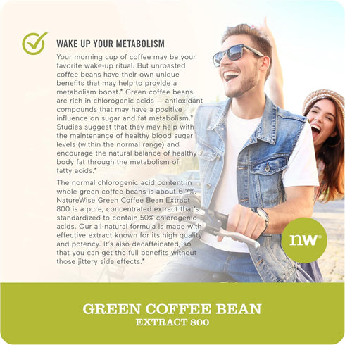 NatureWise Green Coffee Bean Extract - Pure Green Coffee Bean Capsules 800mg with 50% Chlorogenic Acid Support for Weight Goals, Energy, and Antio...