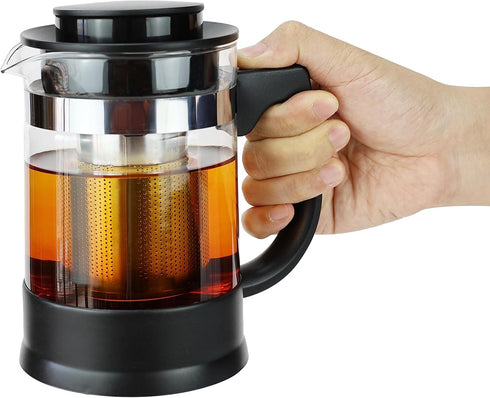 Glass Teapot Tea Kettle with Removable Infuser and Heat Resistance Base for Making and Serving Blooming Tea, Loose Leaf Tea - Capacity is 950ml/32...