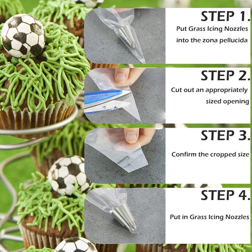 Skypia 3PCS Stainless Steel Grass Icing Nozzles Set Christmas Cupcake Mousse Cake Decorating Tips Piping Nozzles DIY Baking Tools (Multiple)...