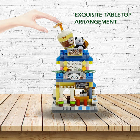 Panda Coffee-Shop Building-Blocks Set- Mini Blocks Cafe House Construction Building Blocks Collection Set 410 PCS for Teen and Adults, as Celebrat...