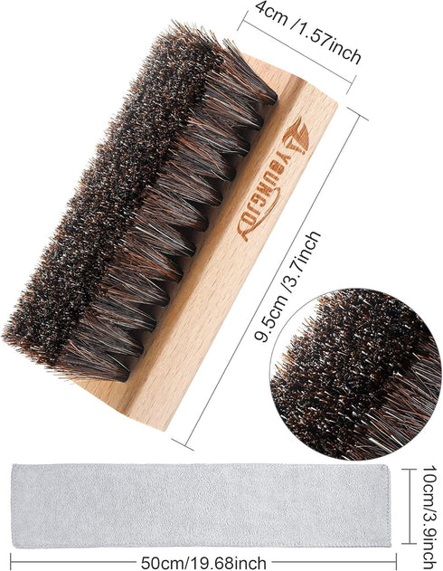 YoungJoy 3 Pieces Dual Sided Sneaker Shoe Cleaner Brush Set Shoes Clean Brush Kit Both Boar and Plastic Bristles with Microfiber Cloth (B)...