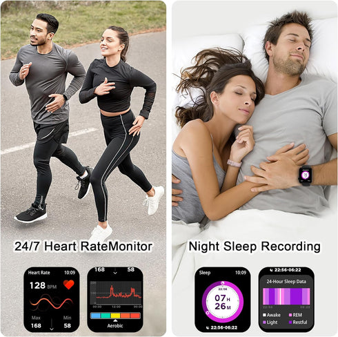 IOWODO Smart Watch for Men Women - 1.85''HD Screen with Make and Answer Calls, with AI Voice Assistant, SpO2/Heart Rate/Sleep Monitor, 100+ Sports...