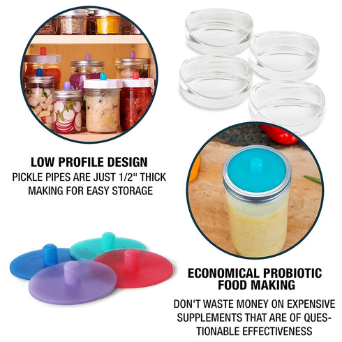 Masontops Pickle Pipes - Airlock Fermentation Lids - Fermentation Kit For Wide Mouth Mason Jar Sauerkraut & Pickle Kit - Fermentation Jar Not Incl...