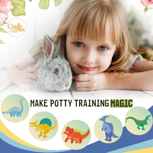 Potty Training Seat Magic Sticker | Dinosaur Potty Training Toilet Color Changing Sticker | 5 Pack Toilet Targets with Free Potty e Book | Use wit...