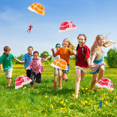 OJYUDD 50 PCS Parachute Toy,Mini Paratroopers Army Parachute Flying Throwing Outside Toys,Tangle Free Throwing Toy Parachute for Toddlers,Party Fa...
