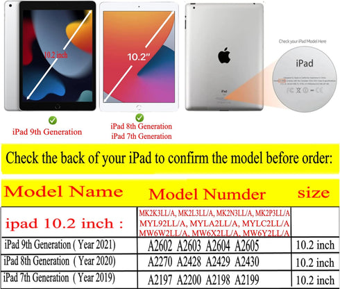 Case for ipad 9th 7th / 8th Generation 10.2 inch Model MK2K3LL/A MK2L3LL/A MK2N3LL/A, MK2P3LL/A- 360 Degree Rotating Protective Stand Cover Auto W...