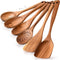 6-Pcs Wooden Spoons for Cooking - Smooth Finish Teak Wooden Utensils for Cooking -Wood Spoons for Cooking - Wooden Spoon Sets -Non-Stick Wooden Co...