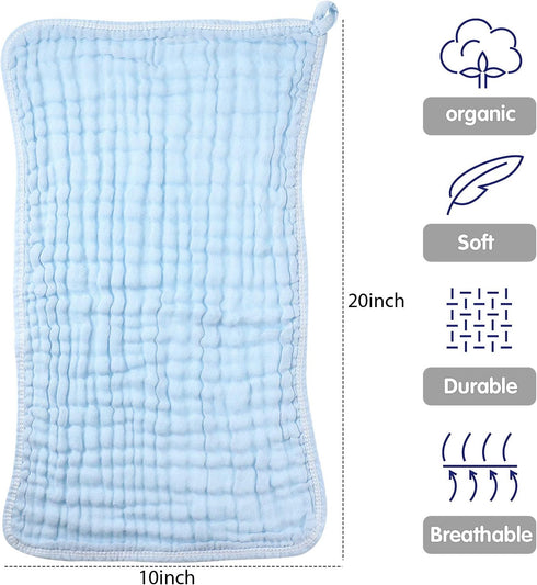 Irenare 6 Pack Muslin Burp Cloths Cotton Baby Burping Rags Large 20 x 10 Inch 6 Layers Spit up Rags Soft Absorbent Multicolor Wash Cloths Diapers ...