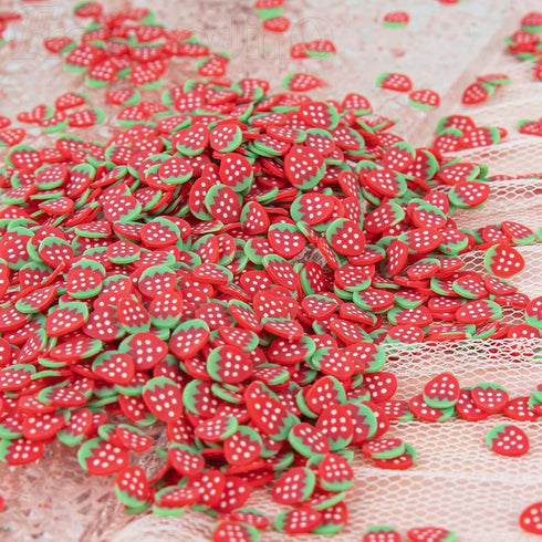 Framendino, 100g Strawberry Slime Charms Resin Flatbacks Polymer Clay Sprinkles for DIY Crafts Decoration...