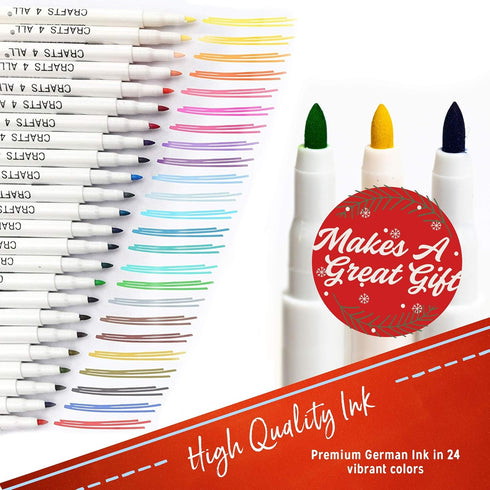 Crafts 4 All Fabric Pens for Clothes - Pack of 24 No Fade, Fabric Markers Permanent for Textile - No Bleed, Machine Washable Shoe Markers for Fabr...