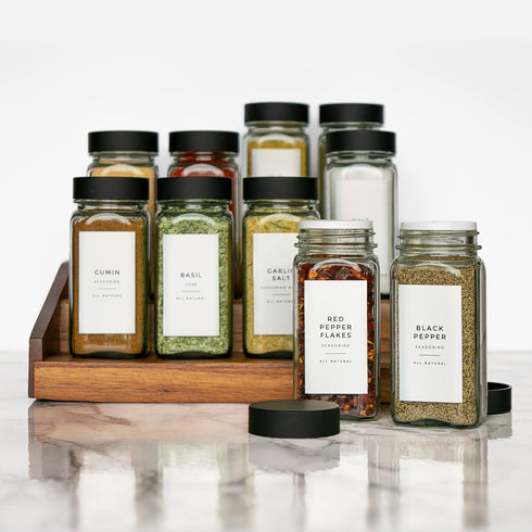 Modern White Spice Labels (no jars) by Paper & Pear - Oil Resistant Kitchen Pantry Labels - 2.25" by 1.25” Spice Labels Stickers - Durable Spice J...