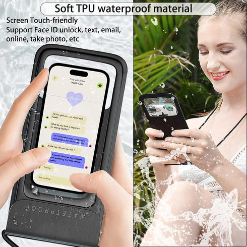 Waterproof Phone Pouch, Large Waterproof Phone Case, Universal Cell Phone Case Dry Bag, Compatible for iPhone, Samsung, All Smartphones Black...