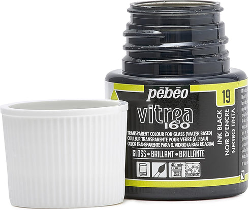 Pebeo Vitrea 160, Glossy Glass Paint, 45 ml Bottle - Ink Black...