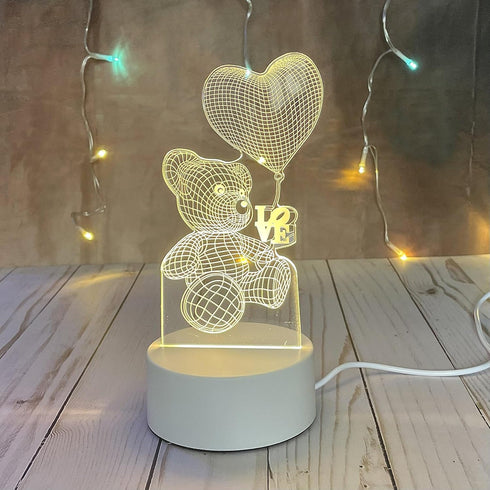 Acrylic Night Table Lamp with 33 Inch Power Cord Included (Bear)...