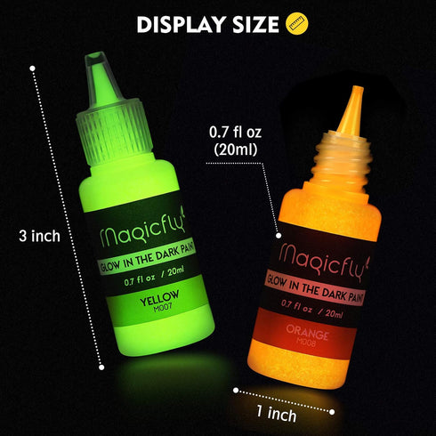 Magicfly Acrylic Glow in The Dark Paint, 10 Bright Colours Liquid Luminous Paint, Neon Paints Glow in Dark for Painting, Halloween Decoration, DIY...