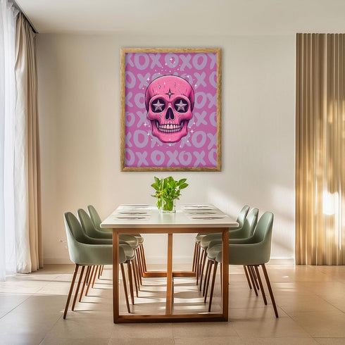 Posterizer 1 pcs-Skull Art Print-Cute Pink Girly Aesthetic Poster-Abstract & Modern Art-Girls room art-Gifts for Women-decor for Girls, Teens Bedr...