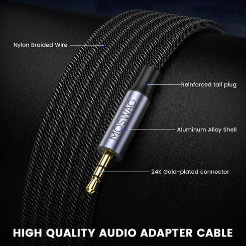 MOSWAG 2.5mm Male to 3.5mm Female Stereo Audio Jack Adapter,2.5mm Balanced Male to 3.5mm Stereo Female Jack Plug Cable for Astell&Kern AK240 AK380...