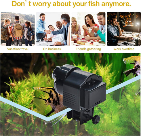 Lychee Aquarium Fish Feeder Vacation Aquarium Automatic Fish Food Dispenser Tank Feeder Timer Auto Feeders for Holiday Vacation Fish Dispenser (AF...