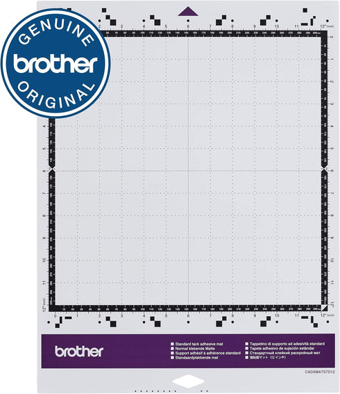 Brother ScanNCut DX Mat CADXMATSTD12, 12" x 12" Standard Tack Adhesive for Cardstock, Vinyl, Foam and More, Replacement Accessory...