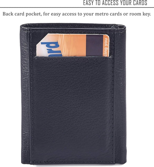 Wallet for Men Trifold Real Leather RFID Blocking Credit Card Case with ID Window in Gift Box...